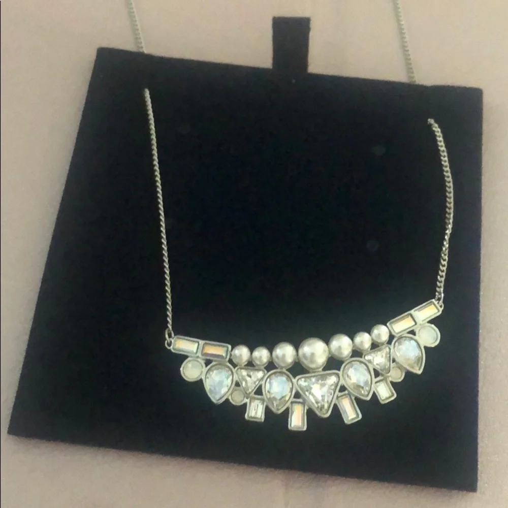 Palladium Plate Festivity Crystal Pearl Necklace